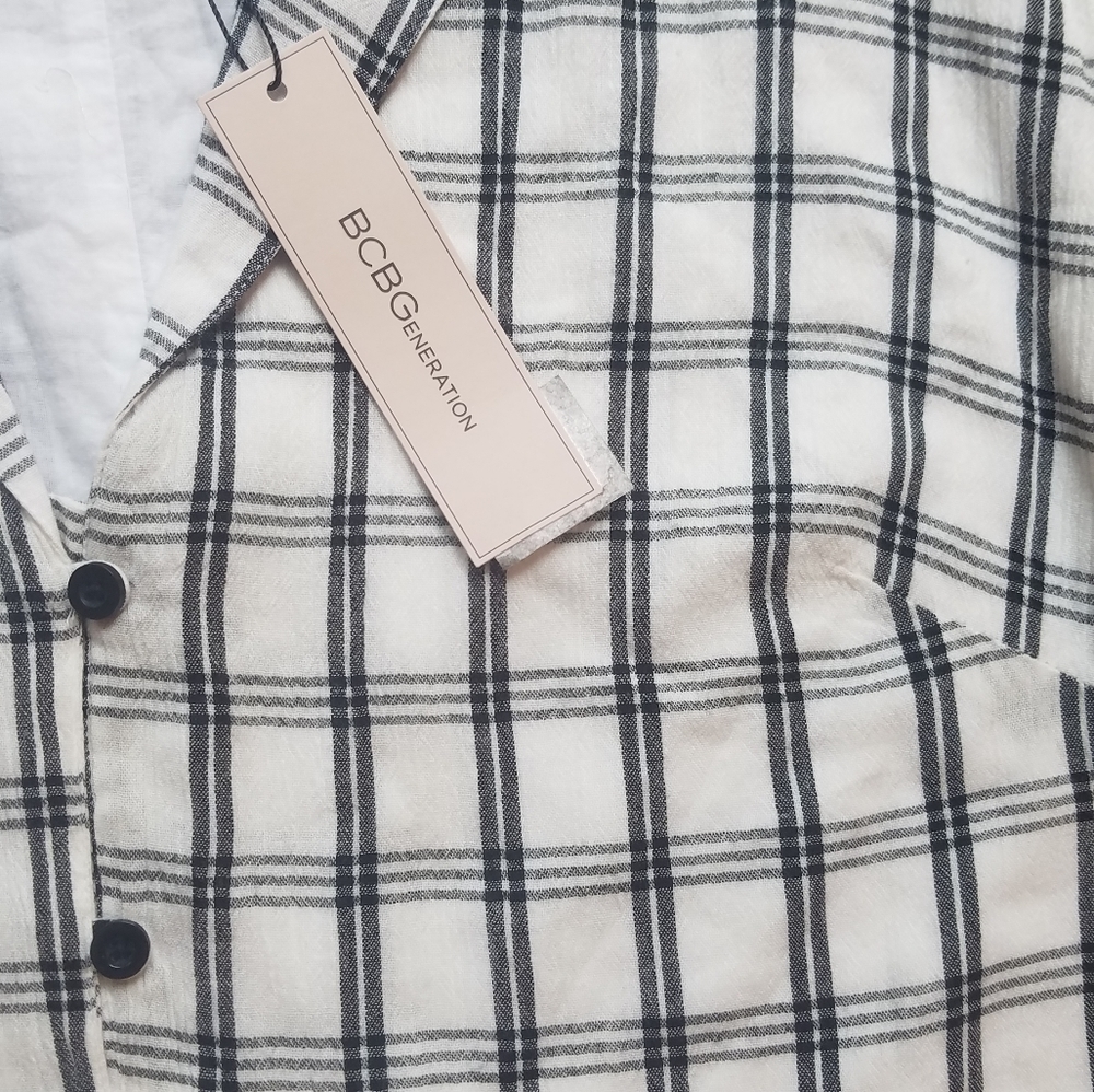 Bcbgeneration Button Plaid Shift Shirt Dress - image 4